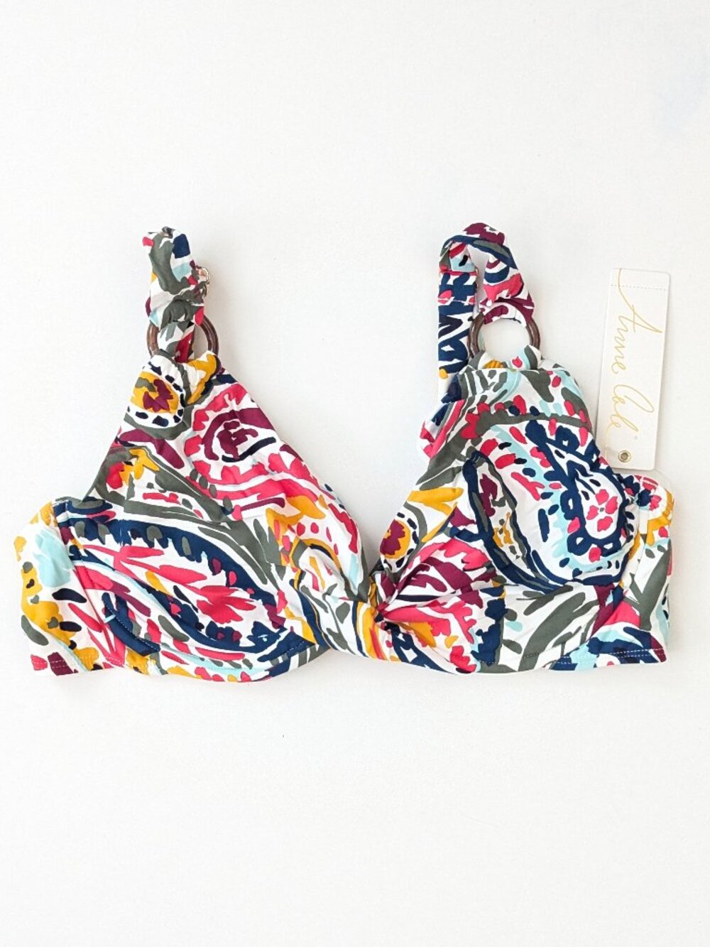 Anne Cole Signature Watercolor Twist Underwire Bikini Top Multi Womens 40B/38C